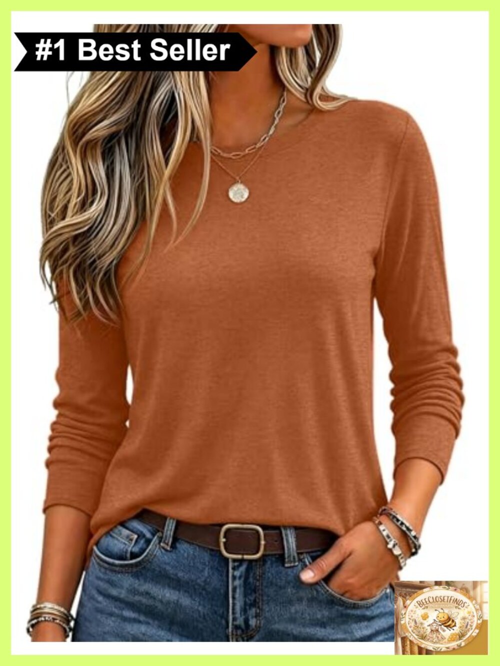 Women's Long Sleeve Crewneck T-Shirt Stretch Casual Top